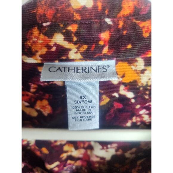 Catherine's corduroy button-down shirt sz 4X abstract fall colors lightweight - Picture 4 of 6